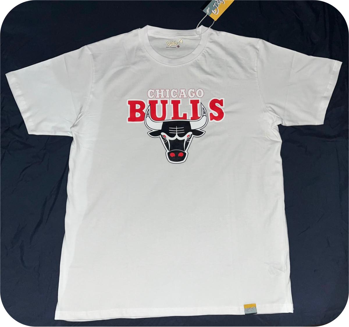 Camiseta blanca personalizada Chicago Bulls estampado textil