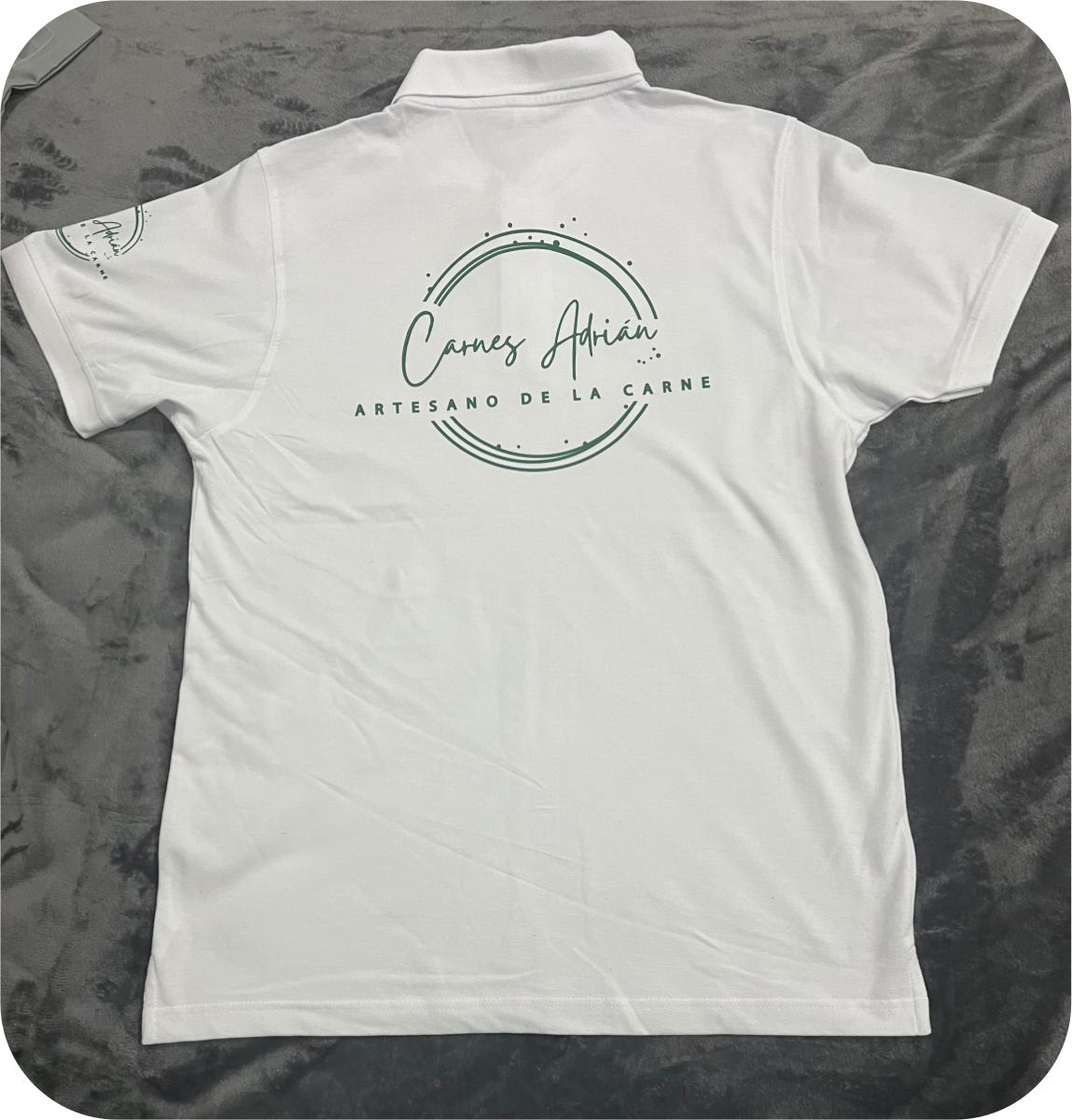 Polo blanco personalizado Carnes Adrián Artesano de la Carne