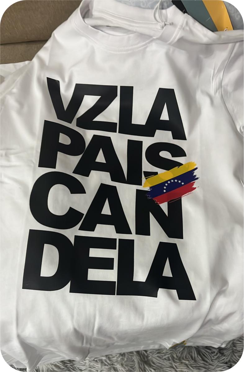 Sudadera blanca personalizada VZLA País Candela con bandera Venezuela