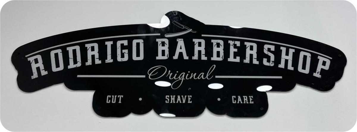 Placa rótulo recortada Rodrigo Barbershop Original
